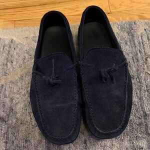 Tods Men's Navy Suede Loafers